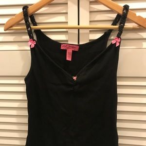 Betsy Johnson black tank with leopard detailing